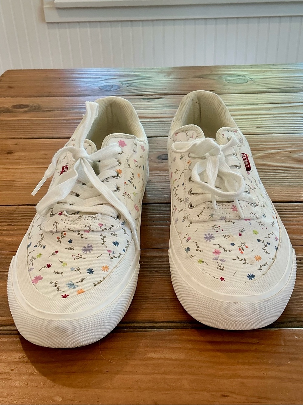 Levi's White Floral Canvas Sneakers for Women